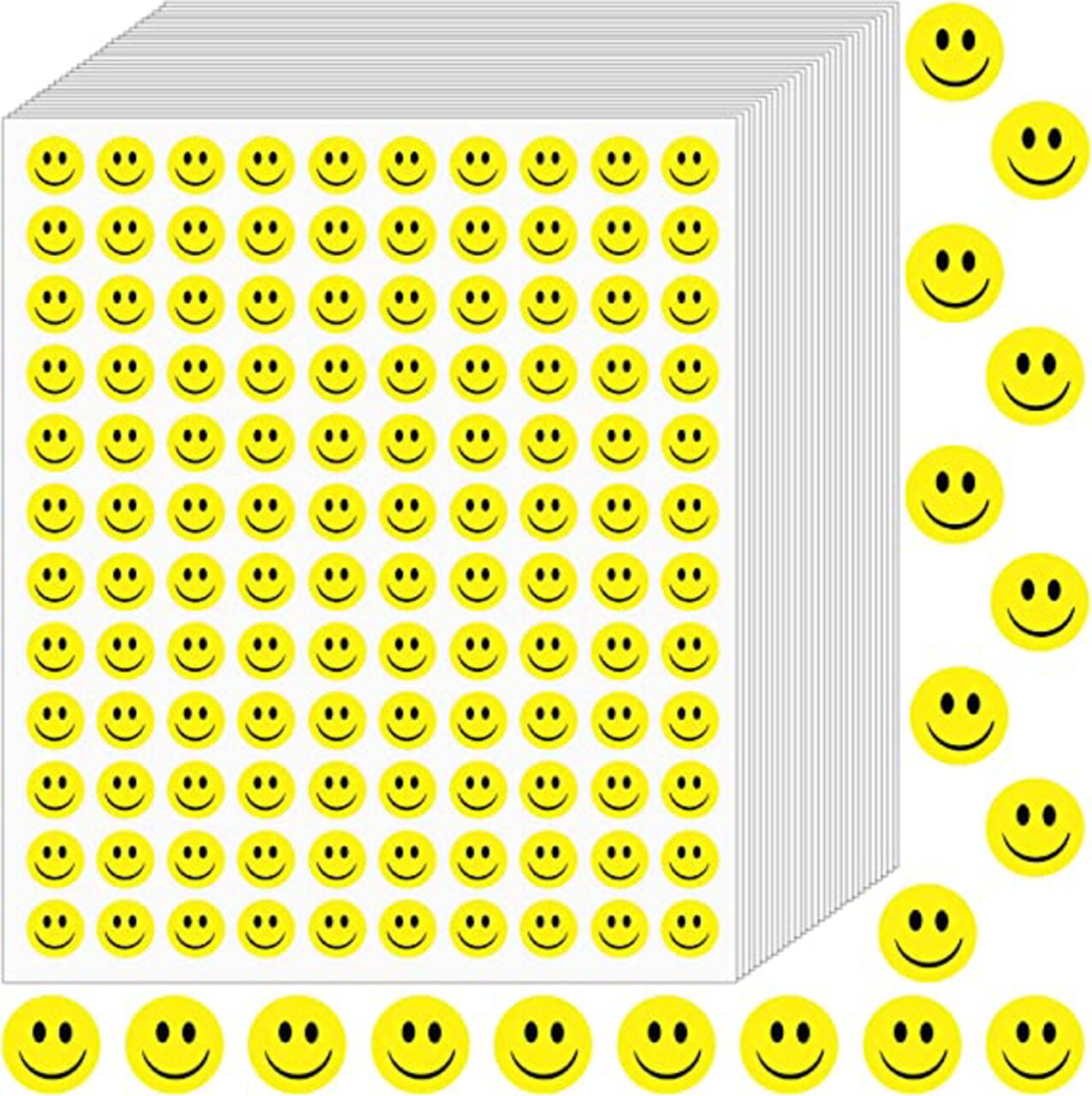Yellow Smiley Stickers – 800 Pack Fun Face Stickers for Rewards, Planners, Scrapbooking & Crafts